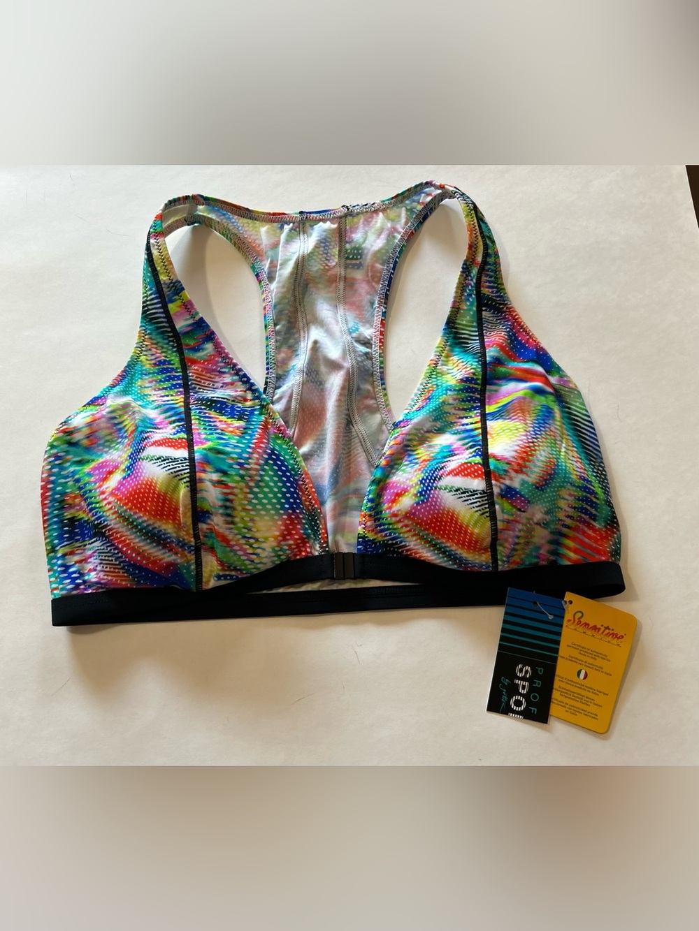 NWT Profile By Gottex Vibrant Multi-Color Racerback Halter Swim Top Hippie